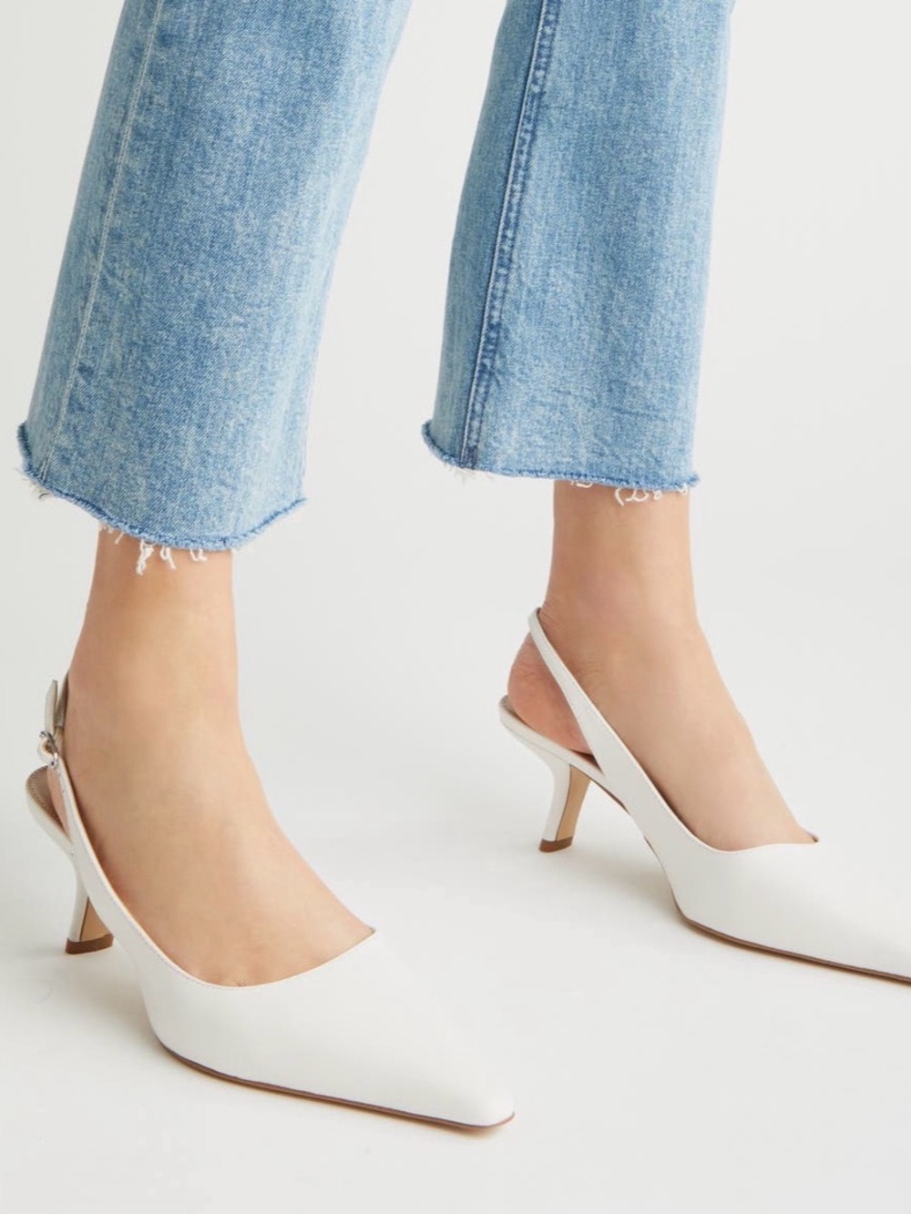 Sam Edelman Bianka White Slingback Kitten Heels